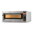 ELECTRIC PIZZA OVEN - Mod. TECMASTER D 4  - ELECTRONIC CONTROL with DISPLAY - Single deck oven - Firebrick oven base or firebrick oven bse and top - Low power consumption - Chamber dimensions cm L 72 x D 72 x h 14 - N. Pizzas 4 (Ø cm 36) - N. 1 Pan 60x40c