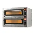 ELECTRIC PIZZA OVEN - Mod. TECMASTER D 66 /L - ELECTRONIC CONTROL with DISPLAY - Twin deck oven - Firebrick oven base or firebrick oven bse and top - Low power consumption - Chamber dimensions cm L 108 x D 72 x h 14 - N. Pizzas 6 + 6 (Ø cm 36) - N. 4 pans