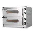 ELECTRIC PIZZA OVEN - Mod. LITTLE/BIS GLASS - Glass door - Twin deck oven - Firebrick oven base - Chamber dimensions (x2) cm L 41 x D 36 x h 11 - N. Pizzas 1 + 1 (Ø cm 33) - Power 3,2 Kw - Single phase - EC standards
