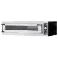 ELECTRIC PIZZA OVEN - MECHANICAL CONTROL - Mod. TRAYS 6L GLASS - Single deck oven - Firebrick oven base or Fully firebrick oven chamber - Chamber dimensions cm L 123 x D 84 x 17,5 h - Capacity: N. Pizzas 6 (Ø cm 40)/N. 3 trays inserted sideways cm 60x40 -