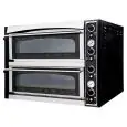 ELECTRIC PIZZA OVEN - MECHANICAL CONTROL - Mod. SUPERIOR XL99 GLASS - Twin deck oven - Glass doors - Firebrick oven base or firebrick oven top and base or Fully firebrick oven chamber - Chamber dimensions cm L 108 x D 108 x 14 h - N. Pizzas 9 + 9 (Ø cm 35