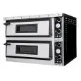 ELECTRIC PIZZA OVEN - MECHANICAL CONTROL - Mod. PLUS XL44 - Twin deck oven - Firebrick oven base or firebrick oven top and base or Fully firebrick oven chamber - Chamber dimensions cm L 72 x D 72 x 14 h - N. Pizzas 4 + 4 (Ø cm 35) - Power 12 Kw - CE APPRO