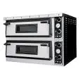 ELECTRIC PIZZA OVEN - MECHANICAL CONTROL - Mod. PLUS XL99 - Twin deck oven - Firebrick oven base or firebrick oven top and base or Fully firebrick oven chamber - Chamber dimensions cm L 108 x D 108 x 14 h - N. Pizzas 9+9 (Ø cm 35) - Power 26,4 Kw - CE APP
