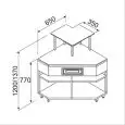 AMBIENT PIZZA BAR AND GASTRONOMY PREP COUNTER - Internal square corner 90° - SEMI-FINISHED, REQUIRES PANELLING - MOD. BNB9020231VB - Low front glass - DIMENSIONS Cm L 65 x D 65 x h 120 - EC STANDARDS