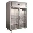 UPRIGHT FRIDGE - STAINLESS STEEL AISI 304 - VENTILATED COOLING - Mod. G-GN1410TNG - GASTRONORM 2/1 (cm 65x53) - DOUBLE GLASS DOOR - CAPACITY LT 1325 - TEMPERATURE RANGE -2°/+8°C - Dimensions cm L148 x D83 x h201 - CE APPROVED