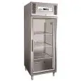 UPRIGHT FRIDGE - STAINLESS STEEL AISI 304 - VENTILATED COOLING - Mod. G-GN650TNG - GASTRONORM 2/1 (cm 65x53) - SINGLE GLASS DOOR - CAPACITY LT 650 - TEMPERATURE RANGE -2°/+8º C - Dimensions cm L74 x D83 x h201 - CE APPROVED