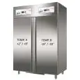 UPRIGHT FRIDGE - STAINLESS STEEL AISI 304 - STATIC COOLING - DUAL TEMP COMBO TN+BT - Mod. G-GN1200DT - GASTRONORM 2/1 (cm 65x53) - GROSS CAPACITY Lt 1104 - DOUBLE SOLID DOOR - TEMPERATURE RANGE +2°/+8°C / -18º/-20ºC - Dimensions cm L134 x D83 x h201 - CE 