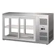 REFRIGERATED COUNTERTOP SNACK DISPLAY - STAINLESS STEEL AISI 430 - FLAT GLASS AND SLIDING DOORS ON BOTH SIDES - Mod. G-HAV131 - TEMPERATURE RANGE: +2/+8°C - Capacity Lt. 190 - Supply single phase 230V/1/50Hz - Power W 180 - Dimensions cm. L131 x D51 x 55 