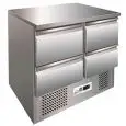 REFRIGERATED SALADETTE AND COUNTER - STAINLESS STEEL AISI 304 - Mod. G-S901-4D - STATIC COOLING - N. 4 DRAWERS - TEMPERATURE RANGE +2°/+8°C - Dimensions cm. L90 x D70 x h85 - CE APPROVED