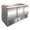 REFRIGERATED SALADETTE - STAINLESS STEEL AISI 304 - Mod. G-S903 - STATIC COOLING - GASTRONORM 1/1 (cm 53x32,5) - TRIPLE SOLID DOOR - TEMPERATURE RANGE +2°/+8°C - Dimensions cm L136,5 x D70 x h85 - CE APPROVED