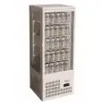 REFRIGERATED COUNTERTOP DRINKS DISPLAY - GLASS ON 4 SIDES - Mod. G-TCBD98 - TEMPERATURE RANGE +2º/+8ºC - Capacity Lt. 98 - Supply single phase 230V/1/50Hz - Power W 170 - Dimensions cm L42,8 x D38,6 x h115 - Weight Kg 38