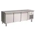 REFRIGERATED COUNTER - STAINLESS STEEL AISI 304 - VENTILATED COOLING - HEIGHT 65 cm - Mod. G-UGN3100TN - GASTRONORM 1/1 (cm 53x32,5) - TRIPLE SOLID DOOR - GROSS CAPACITY Lt 262 - TEMPERATURE RANGE -2°/+8°C - Dimensions cm L179,5 x D70 x h65 - CE APPROVED