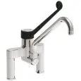 SINK TAP Mod. RBMCS - Double faucet hole and single handle - U-swing spout ø 22 - Black clinical lever - Faucet hole: 1/2" ø 22 mm and 3/4" ø 27 mm