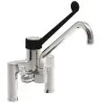 SINK TAP Mod. RBMADCS - Double faucet hole and single handle - Pull-out spray connection - U-swing spout ø 22 - Black clinical lever - Faucet hole: 1/2" ø 22 mm 3/4" ø 27 mm