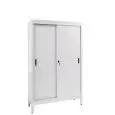 PLASTIC-COATED ZINC storage locker - sliding doors - key lock - flat top - n.3 adjustable shelves  - adjustable feet - colour: grey - beige or white - 10 years rust-proof guarantee