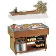REFRIGERATED ISLAND BUFFET DISPLAY - MOD. FRESHM - WOODEN FRAME - TEMPERATURE °C -1/0 - STATIC COOLING - REFRIGERANT GAS R290 - AUTO DEFROST - SUPPLY SINGLE PHASE V 230/1/50 Hz