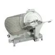 GRAVITY FEED SLICER - Mod. BKL 300 LUX - Blade in stainless steel ø 300 - Cut capacity mm l 235 x D 170 - Fixed blade sharpener - Carriage block - Aluminium knobs - Single phase 230V/1/50 Hz - EC standards