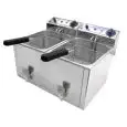 ELECTRIC FRYER - COUNTERTOP MODEL - WITH DRAIN TAP - Mod. FR 10+10 - Tank Lt. 10 + 10 oil capacity - Power kW 3 + 3 - Single phase - Dimensions cm L 52,5 x D 45 x 34,5h - EC standards