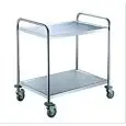 TWO-SHELF CATERING TROLLEY - Mod. RPC 2 - Stainless steel structure and shelves - 4 swivel castors (2 with break) - Capacity per shelf Kg 30 - EC standards