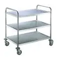 THREE-SHELF CATERING TROLLEY - Mod. RPC 3 - Stainless steel structure and shelves - 4 swivel castors (2 with break) - Capacity per shelf Kg 30 - EC standards