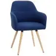 Poltrona - colour blu - Structure in metal painted, legs in wood, scocca imbottita, rivestimento in tessuto o ecopelle - Model 1335-W58-DB-01