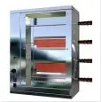 MULTIGRILL A GAS - MOD. CGV4 - Stainless steel supporting structure - N. 3 radiant burners with safety valve - N. 4 + 3 stainless steel swords - 230V SINGLE-PHASE connection - Heating capacity 7 KW - Dimensions: cm W 58,7 X D 31,5 X 78,5 h - CE standard