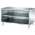 Stainless steel work table with undershelves - worktop thickness cm 4 - n. 1 middle shelf