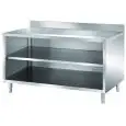 Stainless steel work table with undershelves - worktop thickness cm 4 - n. 1 middle shelf - with upstand