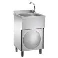 HAND AND TOOL WASH BACIN ON CUPBOARD - MOD. LC 50 MM - STAINLESS STEEL CONSTRUCTION - HINGED DOOR - WITH MIXER TAP - DIMENSIONS cm 50 x 50 x 85 h