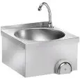 WALL-MOUNT HAND WASH BASIN - MOD. LM 40 - STAINLESS STEEL CONSTRUCTION - KNEE-OPERATED TAP - DIMENSIONS cm 40 x 40 x 32 h