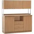 WAITER'S STATION - MOD. ML3214SSPN - Colour: Walnuted structure - N. 2 cupboards - N. 3 drawers + 3 wall cupboards - Dim. cm L 137 x D 48 x h 153