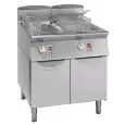 GAS FRYER - MELTING LINE - MOD. FG9817MP - "MELTING" TECHNOLOGY: PROGRAMMED AND GRADUAL INTERMITTENT ELECTRONIC TEMPERATURE CONTROL - EXCHANGERS OUTSIDE THE TANK - N. 2 LT TANKS. 17 + 17 OF OIL - NEUTRAL COMPARTMENT WITH 2 DOORS - DIMENSIONS Cm L 80 X P 9
