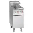 ELECTRIC FRYER - MELTING LINE - MOD. FE9207M - "MELTING" TECHNOLOGY: PROGRAMMED AND GRADUAL INTERMITTENT ELECTRONIC TEMPERATURE CONTROL - N. 2 LT TANKS. 8 + 8 OIL - N. 1 NEUTRAL COMPARTMENT WITH DOOR - POWER 14 kW - DIMENSIONS Cm L 40 X P 90 X h 90 - Weig