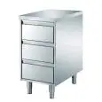 Stainless steel drawer unit - n. 3 drawers  - worktop thickness cm 4