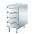 Stainless steel drawer unit - 4 drawers - worktop thickness cm 4