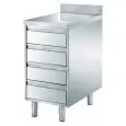 Stainless steel drawer unit - 4 drawers - worktop thickness cm 4 - with upstand