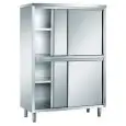 Stainless steel stacked cupboard - N. 2 sliding doors