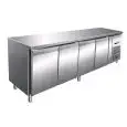 REFRIGERATED COUNTER - STAINLESS STEEL AISI 304 - VENTILATED COOLING - Mod. G-GN4100BT - GASTRONORM 1/1 (cm 53x32,5) - N. 4 SOLID DOORS - GROSS CAPACITY Lt 553 - TEMPERATURE RANGE -18º/-22ºC - Dimensions cm L223 x D70 x h86 - CE APPROVED