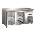 REFRIGERATED COUNTER - STAINLESS STEEL AISI 304 - VENTILATED COOLING - Mod. G-GN2100TNG - GASTRONORM 1/1 (cm 53x32,5) - DOUBLE GLASS DOOR - GROSS CAPACITY Lt 282 - TEMPERATURE RANGE +2°/+8°C - Dimensions cm L136 x D70 x h86 - CE APPROVED