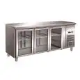 REFRIGERATED COUNTER - STAINLESS STEEL AISI 304 - VENTILATED COOLING - Mod. G-GN3100TNG - GASTRONORM 1/1 (cm 53x32,5) - TRIPLE GLASS DOOR - GROSS CAPACITY Lt 417 - TEMPERATURE RANGE +2°/+8°C - Dimensions cm L179,5 x D70 x h86 - CE APPROVED