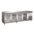 REFRIGERATED COUNTER - STAINLESS STEEL AISI 304 - VENTILATED COOLING - Mod. G-GN4100TNG - GASTRONORM 1/1 (cm 53x32,5) - N. 4 GLASS DOORS - GROSS CAPACITY Lt 553 - TEMPERATURE RANGE +2°/+8°C - Dimensions cm L223 x D70 x h86 - CE APPROVED