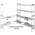SHELVING UNIT - ANODIZED ALUMINIUM - MODULAR UNIT - MOD. RF / C - N. 4 SHELVES - SUITABLE FOR GN PANS SIZE 1/2, 1/1, 2/1 AND 2/3 - DESIGNED TO BEAR HEAVY LOADS WITH MINIMAL FLECTION - AVAILABLE IN 3 HEIGHTS: cm 150 / 170 / 200 h - NON SELF-SUPPORTING, MUS