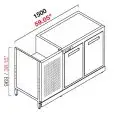 REFRIGERATED BACK BAR COUNTER - FINISHING PANELS NOT INCLUDED - MOD. RBBR15055 - SINGLE PHASE V 230/50Hz - BUILT-IN CONDENSING UNIT - DIMENSIONS Cm L150 x D55 x h92