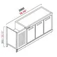 REFRIGERATED BACK BAR COUNTER - FINISHING PANELS NOT INCLUDED - MOD. RBBR20055 - SINGLE PHASE V 230/50Hz - BUILT-IN CONDENSING UNIT - DIMENSIONS Cm L 200 x D 55 x h 92