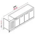 REFRIGERATED BACK BAR COUNTER - FINISHING PANELS NOT INCLUDED - MOD. RBBR25055 - SINGLE PHASE V 230/50Hz - BUILT-IN CONDENSING UNIT - DIMENSIONS Cm L 250 x D 55 x h 92