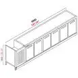 REFRIGERATED BACK BAR COUNTER - FINISHING PANELS NOT INCLUDED - MOD. RBBR35055 - SINGLE PHASE V 230/50Hz - BUILT-IN CONDENSING UNIT - DIMENSIONS Cm L 350 x D 55 x h 92