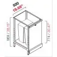 AMBIENT BACK BAR COUNTER - FINISHING PANELS NOT INCLUDED - MOD. RBL500TRDIFF - METAL CONSTRUCTION - N. 1 SLIDING HOPPER WITH TWO BINS - DIM Cm L 50 x D 63 X H 96,9