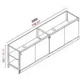 AMBIENT BACK BAR COUNTER - FINISHING PANELS NOT INCLUDED - MOD. RBL3000 - METAL CONSTRUCTION - GREY CHIPBOARD SLIDING DOORS - AVAILABLE IN 3 DEPTH SIZES: cm 40, 55, 63 - DIM Cm L 300 X H 96,9
