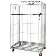 ROLL CONTAINER TROLLEY - MOD. 1826 - WITH BASE ON CASTORS - TWO SIDE FRAMES - ONE STRAP - TUBULAR AND REINFORCING BAR STRUCTURE - BRIGHT ELECTROLYTIC ZINC-COATING PROTECTION - DIMENSIONS cm L120 x D81 X H180
