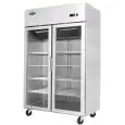 UPRIGHT FRIDGE - STAINLESS STEEL - Mod. MCF8605GR - VENTILATED COOLING - CAPACITY LT 1240 - N. 2 GLASS DOORS - TEMPERATURE 0°/+8°C - Dim. cm L 131,4 x D 80,5 x h 206,5 - CE APPROVED